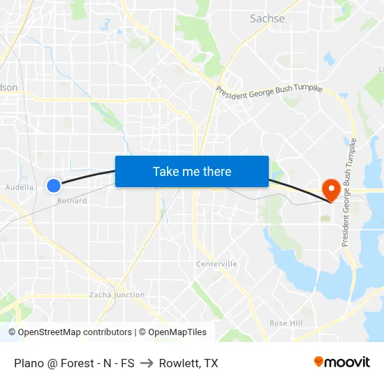 Plano @ Forest - N - FS to Rowlett, TX map