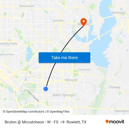 Bruton @ Mccutcheon - W - FS to Rowlett, TX map