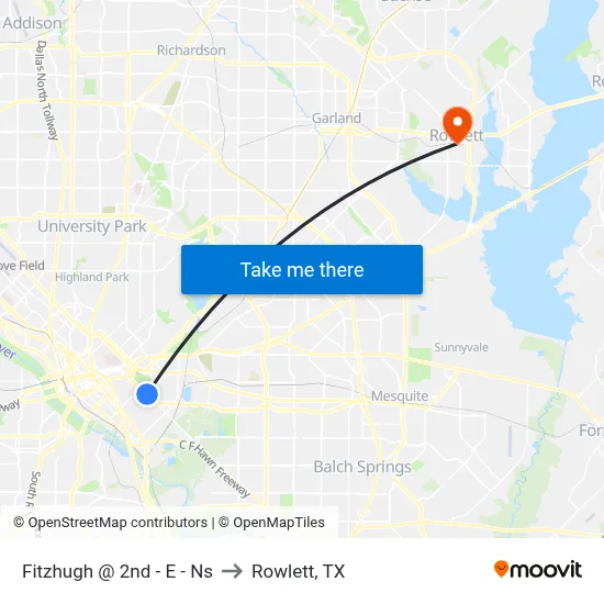 Fitzhugh @ 2nd - E - Ns to Rowlett, TX map