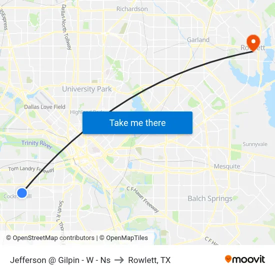 Jefferson @ Gilpin - W - Ns to Rowlett, TX map