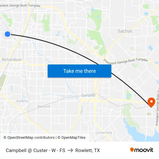 Campbell @ Custer - W - FS to Rowlett, TX map