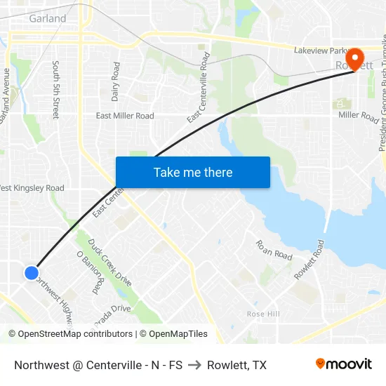 Northwest @ Centerville - N - FS to Rowlett, TX map