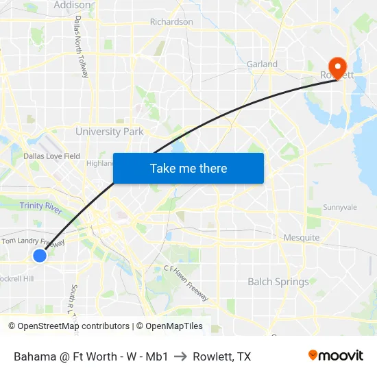 Bahama @ Ft Worth - W - Mb1 to Rowlett, TX map