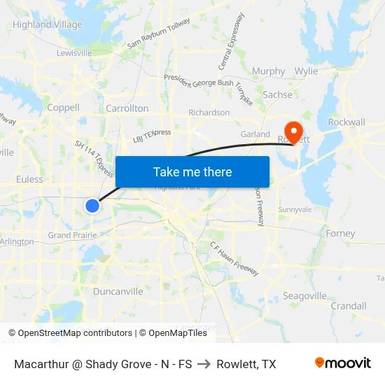 Macarthur @ Shady Grove - N - FS to Rowlett, TX map