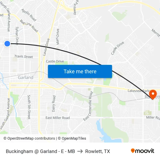 Buckingham @ Garland - E - MB to Rowlett, TX map