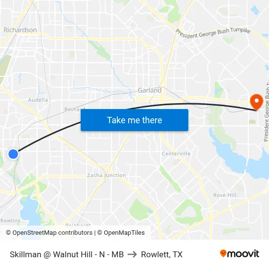 Skillman @ Walnut Hill - N - MB to Rowlett, TX map