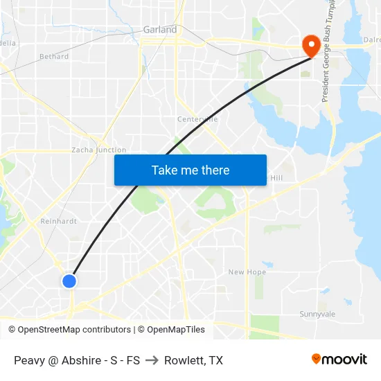 Peavy @ Abshire - S - FS to Rowlett, TX map