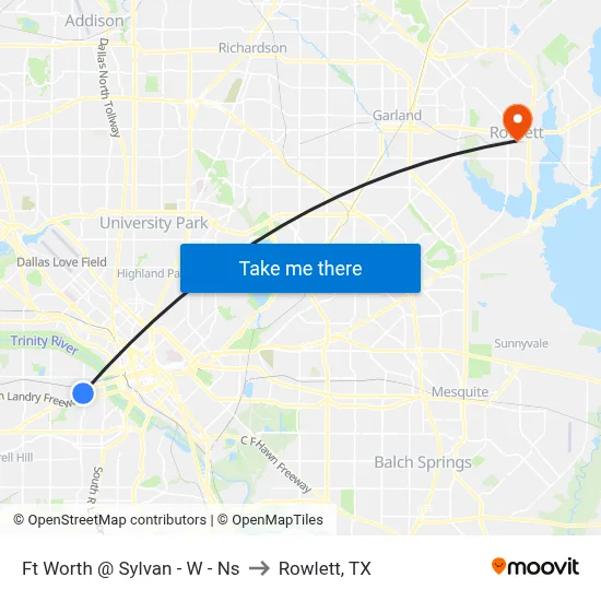 Ft Worth @ Sylvan - W - Ns to Rowlett, TX map