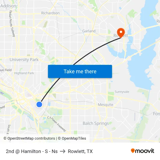 2nd @ Hamilton - S - Ns to Rowlett, TX map