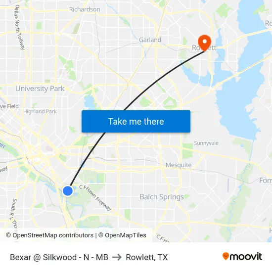 Bexar @ Silkwood - N - MB to Rowlett, TX map