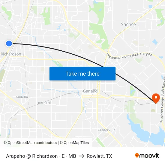 Arapaho @ Richardson - E - MB to Rowlett, TX map