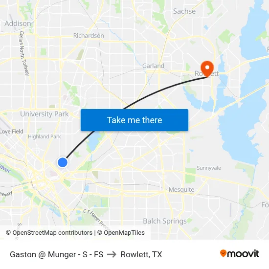 Gaston @ Munger - S - FS to Rowlett, TX map