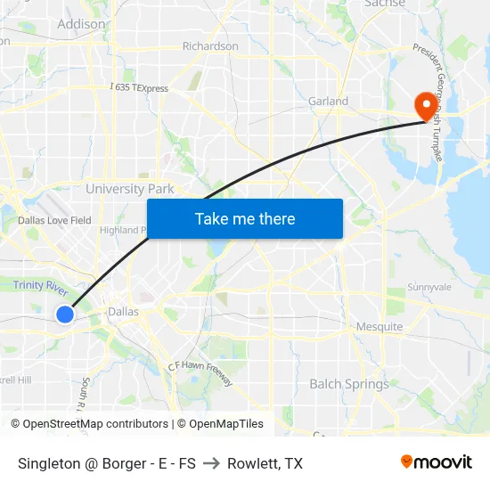Singleton @ Borger - E - FS to Rowlett, TX map