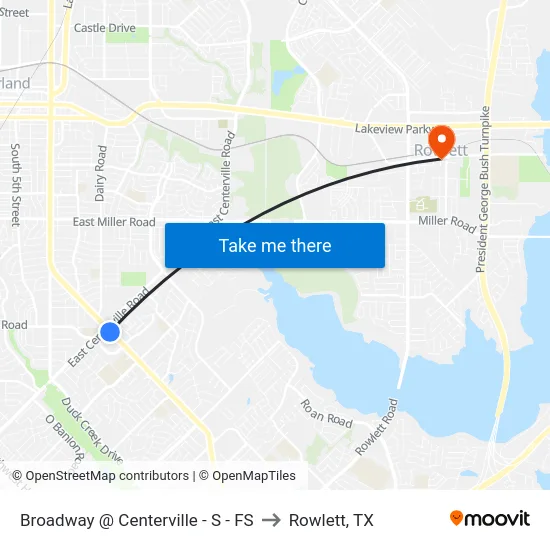 Broadway @ Centerville - S - FS to Rowlett, TX map