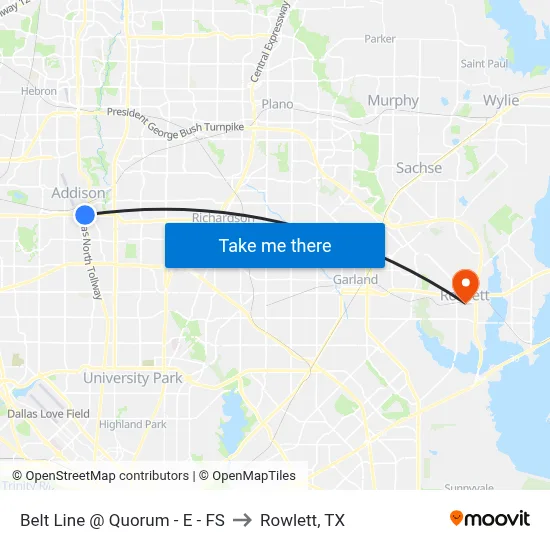 Belt Line @ Quorum - E - FS to Rowlett, TX map