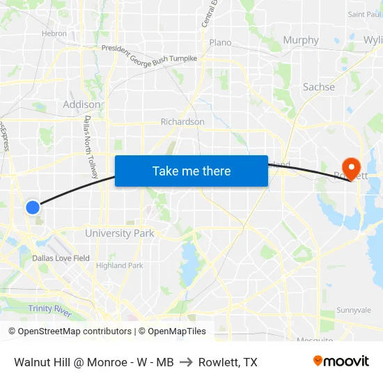 Walnut Hill @ Monroe - W - MB to Rowlett, TX map