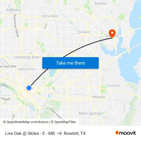 Live Oak @ Skiles - E - MB to Rowlett, TX map