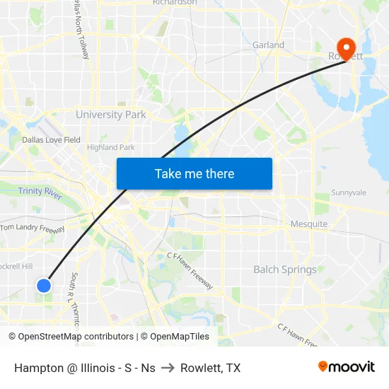Hampton @ Illinois - S - Ns to Rowlett, TX map