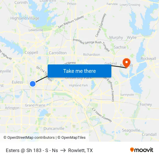 Esters @ Sh 183  - S - Ns to Rowlett, TX map