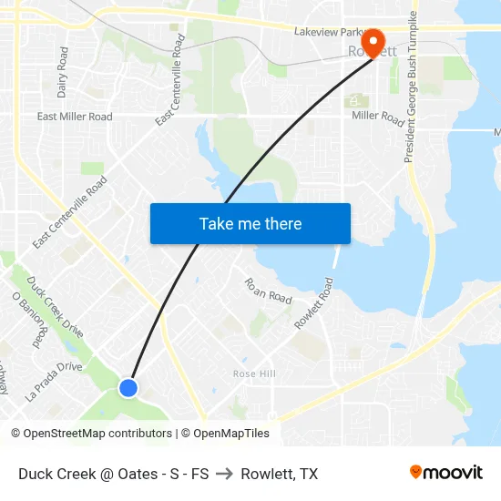 Duck Creek @ Oates - S - FS to Rowlett, TX map