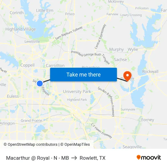 Macarthur @ Royal - N - MB to Rowlett, TX map