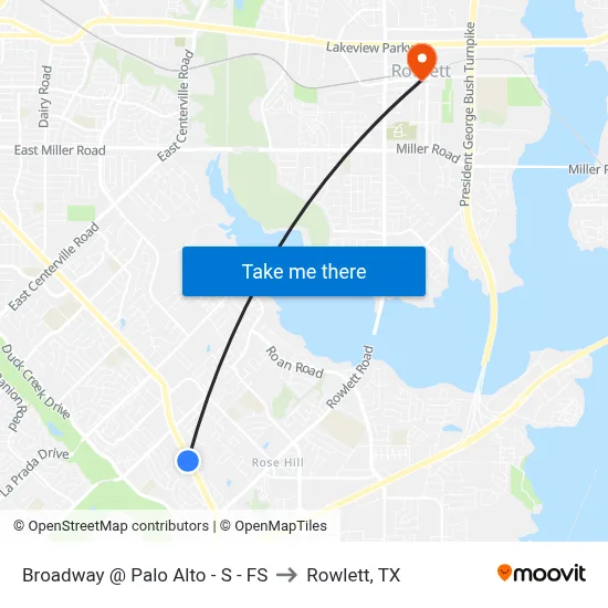 Broadway @ Palo Alto - S - FS to Rowlett, TX map