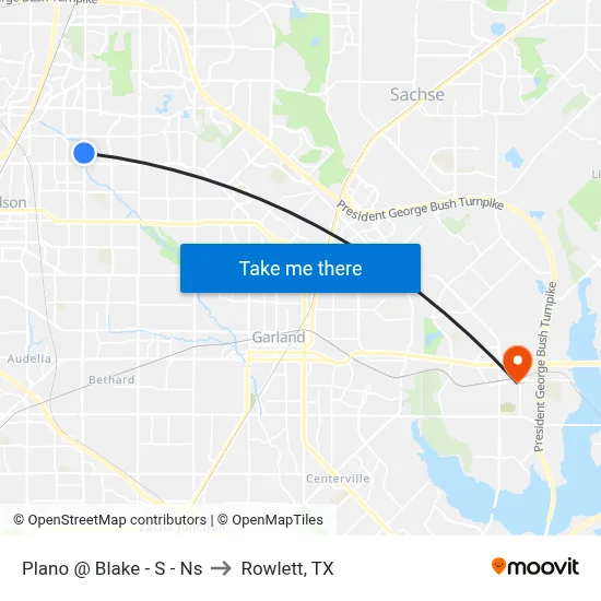 Plano @ Blake - S - Ns to Rowlett, TX map