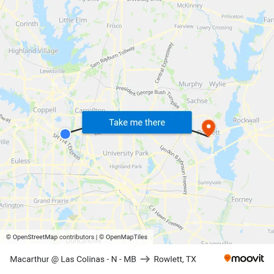 Macarthur @ Las Colinas - N - MB to Rowlett, TX map