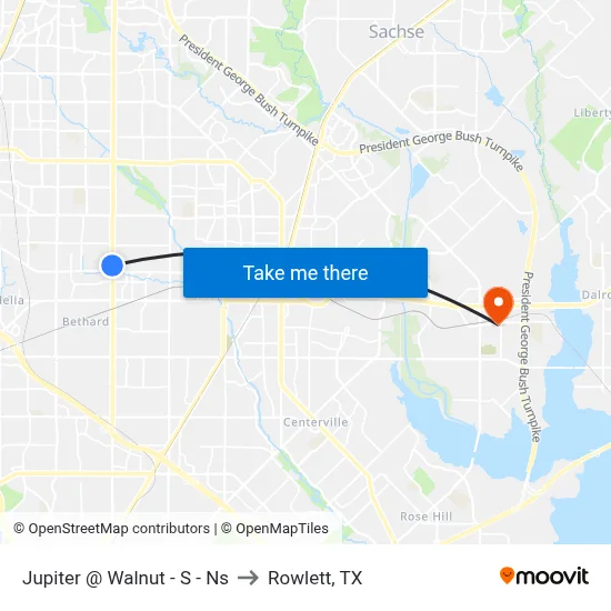 Jupiter @ Walnut - S - Ns to Rowlett, TX map