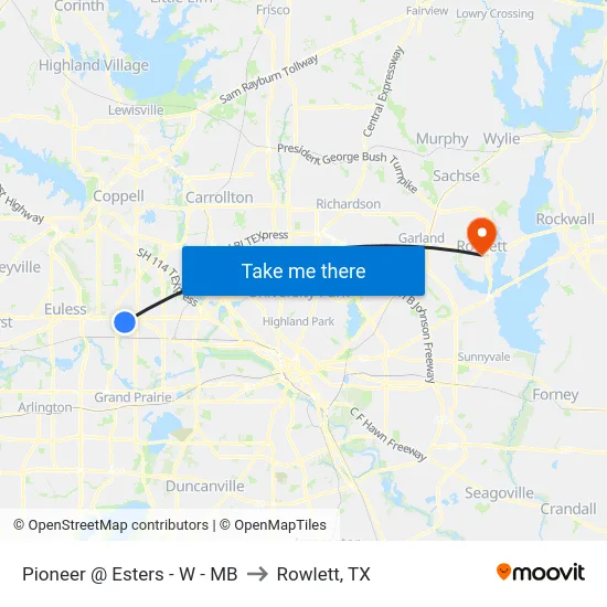 Pioneer @ Esters - W - MB to Rowlett, TX map