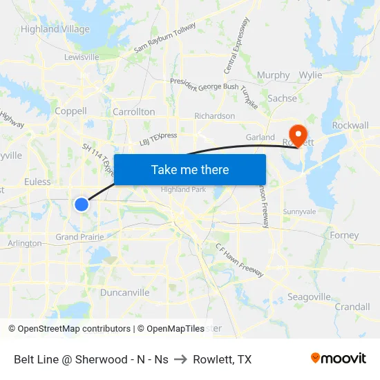 Belt Line @ Sherwood - N - Ns to Rowlett, TX map