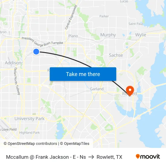 Mccallum @ Frank Jackson - E - Ns to Rowlett, TX map