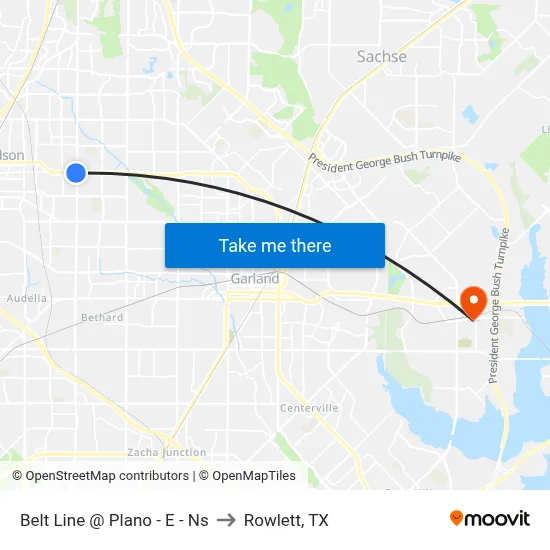 Belt Line @ Plano - E - Ns to Rowlett, TX map