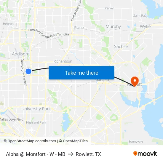Alpha @ Montfort - W - MB to Rowlett, TX map