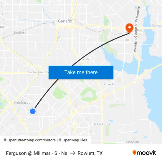 Ferguson @ Millmar - S - Ns to Rowlett, TX map