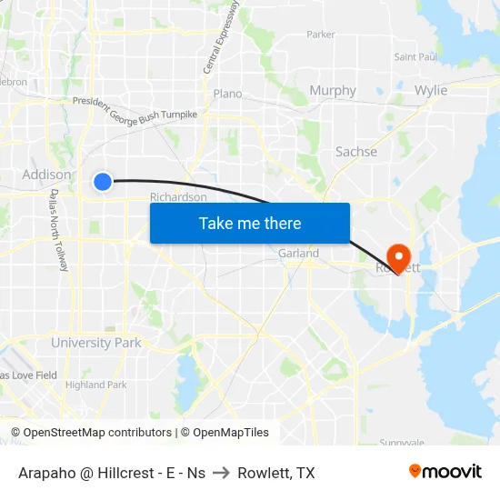 Arapaho @ Hillcrest - E - Ns to Rowlett, TX map