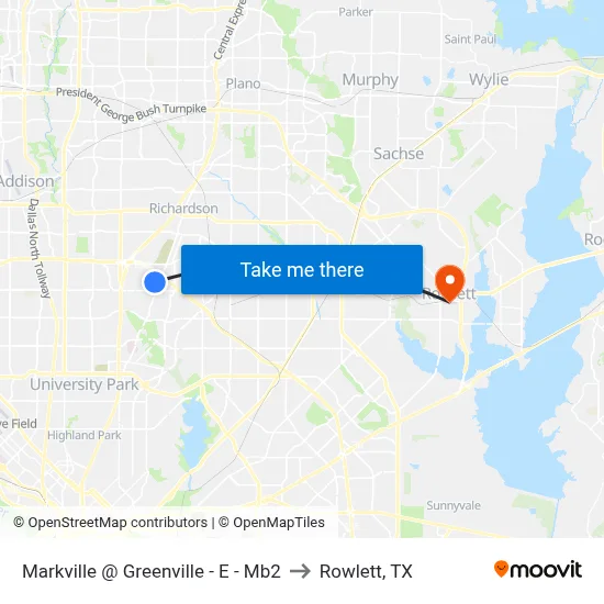 Markville @ Greenville - E - Mb2 to Rowlett, TX map