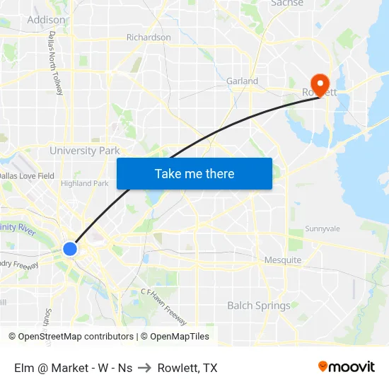 Elm @ Market - W - Ns to Rowlett, TX map