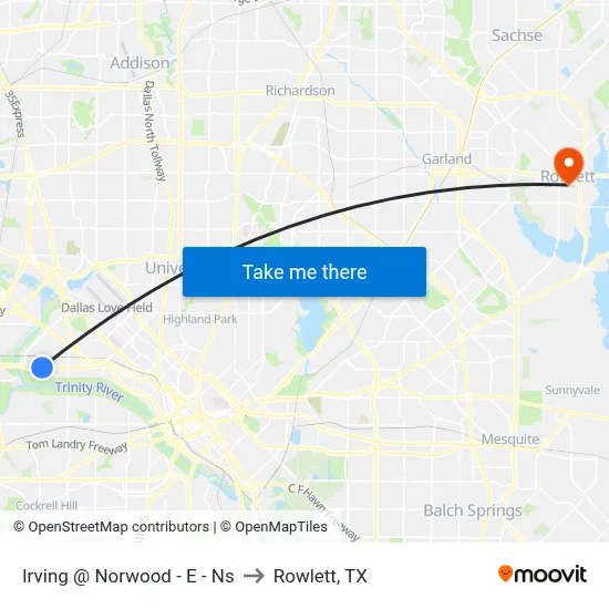 Irving @ Norwood - E - Ns to Rowlett, TX map