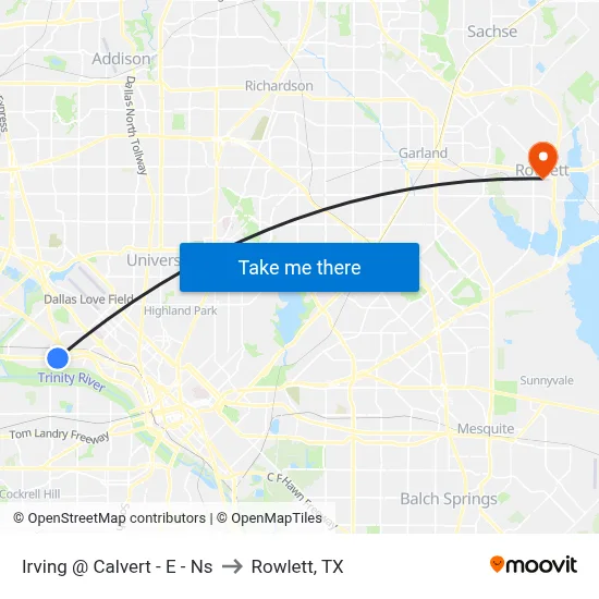 Irving @ Calvert - E - Ns to Rowlett, TX map