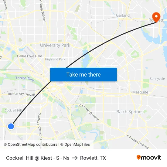 Cockrell Hill @ Kiest - S - Ns to Rowlett, TX map