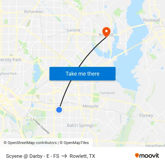 Scyene @ Darby - E - FS to Rowlett, TX map