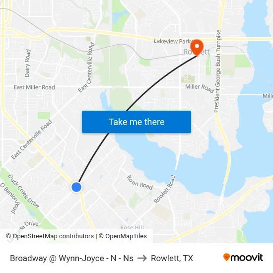 Broadway @ Wynn-Joyce - N - Ns to Rowlett, TX map
