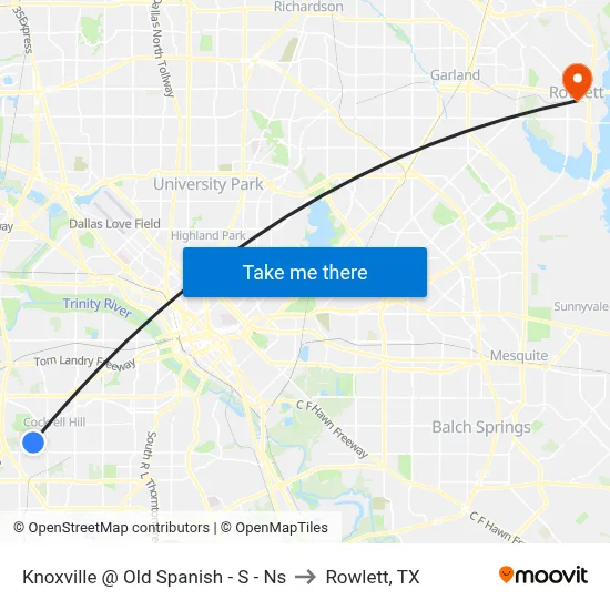 Knoxville @ Old Spanish - S - Ns to Rowlett, TX map