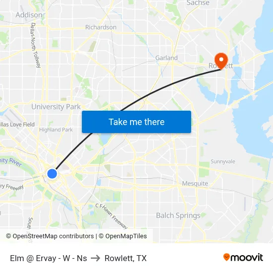 Elm @ Ervay - W - Ns to Rowlett, TX map