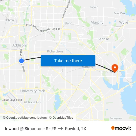 Inwood @ Simonton - S - FS to Rowlett, TX map