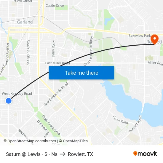 Saturn @ Lewis - S - Ns to Rowlett, TX map