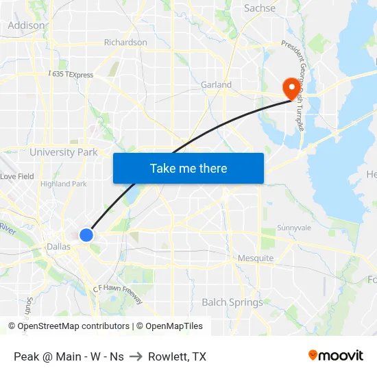 Peak @ Main - W - Ns to Rowlett, TX map