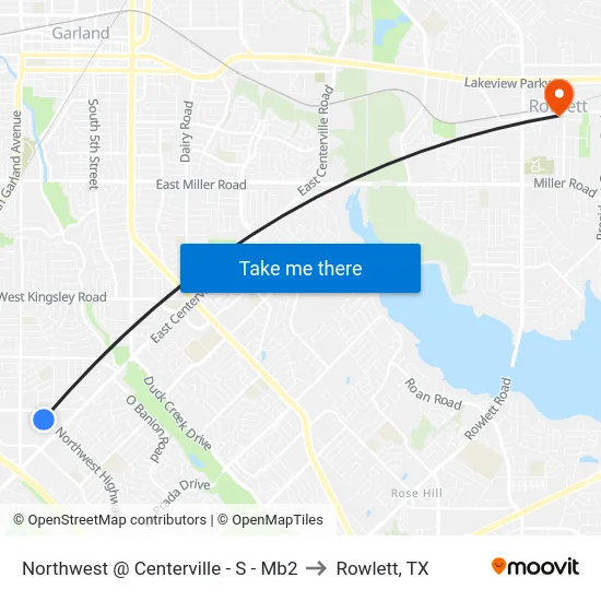 Northwest @ Centerville - S - Mb2 to Rowlett, TX map