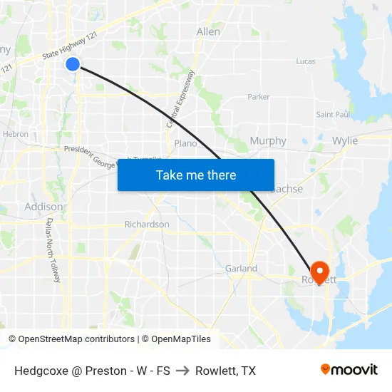 Hedgcoxe @ Preston - W - FS to Rowlett, TX map